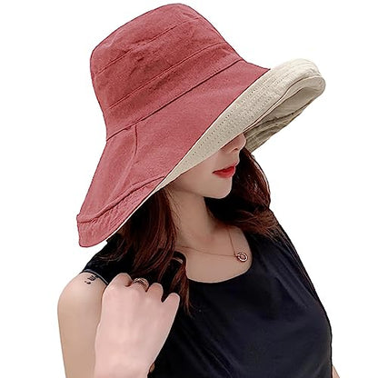 Women Wide Brim Sun Hats Metal Wired Edge Summer UV Protection Beach Fishing Hat for Hiking Garden Travel Chin Strap - color: Lant001-jiaotang, size: One Size