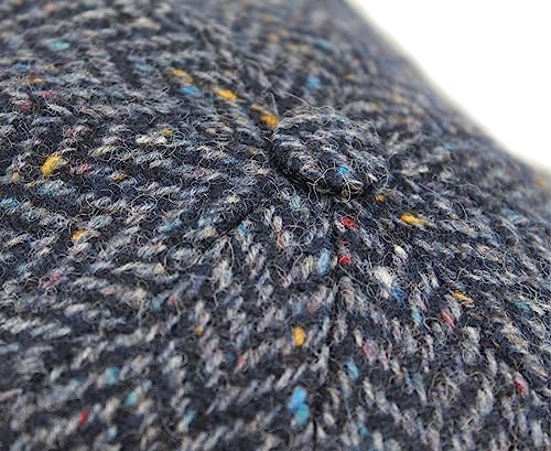 Biddy Murphy Irish Wool Tweed Newsboy Cap for Men, Herringbone - color: Navy, size: Large