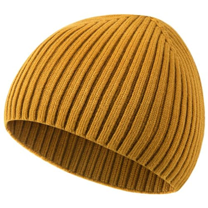 Wool Knit Beanie Hats for Men Women,Cuffless Winter Skull Caps - color: 1-yellow