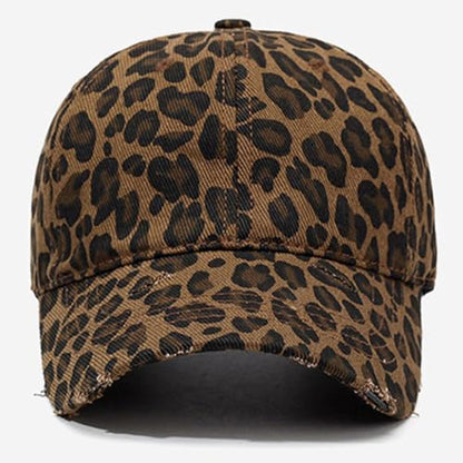 Baseball Hats for Women Men Adjustable Leopard Print Dad Trucker Hat Cotton Sun Protection Caps Sports Golf Medium - color: Dark Coffee-scratch Brim
