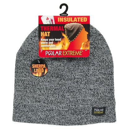 Polar Extreme Men's Sherpa-Lined Knit Winter Hat – Warm, Gift for Dad, Cold Weather - color: Grey Pull