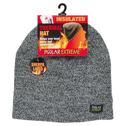 Polar Extreme Men's Sherpa-Lined Knit Winter Hat – Warm, Gift for Dad, Cold Weather - color: Grey Pull