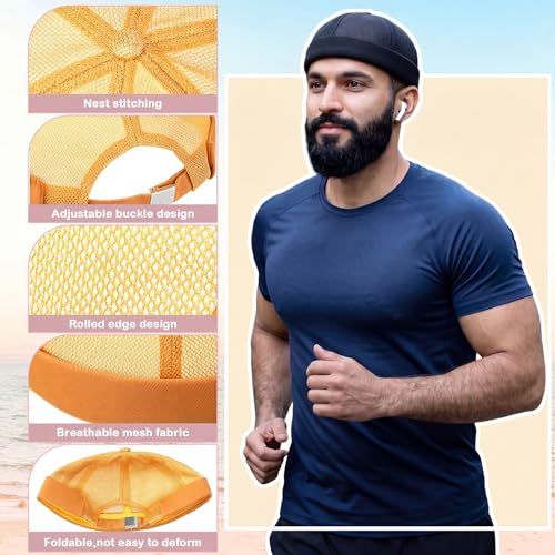 Janmercy 8 Pcs Brimless Hats for Men Adjustable Skullcap Docker Hat Buckle Beanie Cap Wash Cotton No Brim Hats for Men Women - color: Earthy Tones