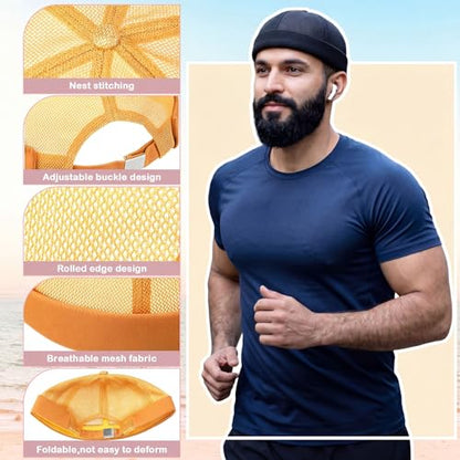 Janmercy 8 Pcs Brimless Hats for Men Adjustable Skullcap Docker Hat Buckle Beanie Cap Wash Cotton No Brim Hats for Men Women - color: Earthy Tones