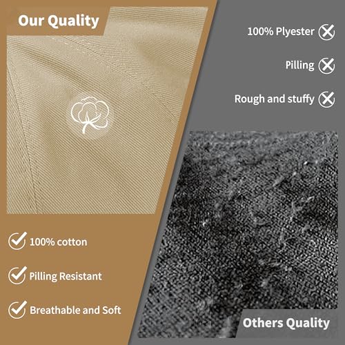 KUJUHA Newsboy Cap for Men Flat Cap 100% Cotton Irish Gatsby Ivy Golf Cabbie Hat Driving Hat - color: Khaki, size: Large