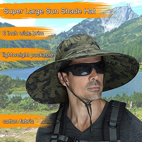 HUAMULAN Men Wide Brim Sun Hat Summer Outdoor Women Bucket Fishing Hats - color: A6-camou-green