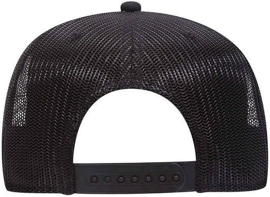 Ashen Fane 5 Panel Flat Visor Mesh Back Trucker Snapback Hat - color: Hawaiian/Blk