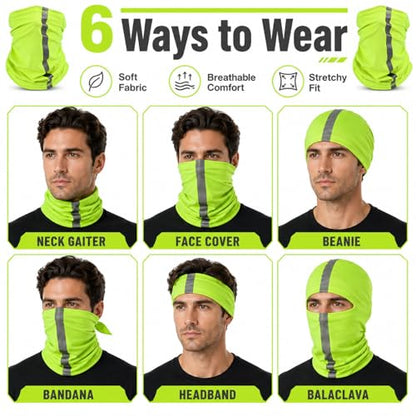 SATINIOR 4 Pcs Neck Gaiter Face Mask for Men, High Vis - color: Green