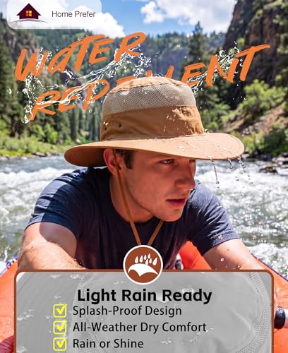 Home Prefer UPF 50+ Men's Sun Hat Wide Brim Bucket Hat UV Protection Hat for Mens Womens Beach Safari Gardening Golf Fishing - color: Brown