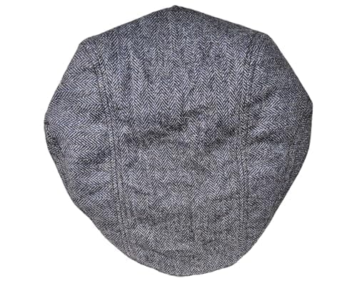 Traditional Men's Irish Flat Cap, 100% Wool Tweed, Made in Ireland - color: Blue, size: Small