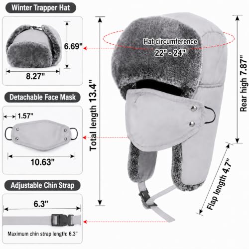 mysuntown Warm Winter Hats for Women Men with Ear Flaps for Cold Weather - color: Grey