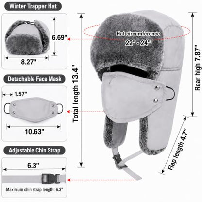 mysuntown Warm Winter Hats for Women Men with Ear Flaps for Cold Weather - color: Grey