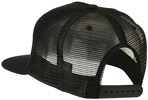 Ashen Fane 5 Panel Flat Visor Mesh Back Trucker Snapback Hat - color: Black