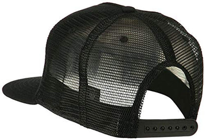 Ashen Fane 5 Panel Flat Visor Mesh Back Trucker Snapback Hat - color: Black