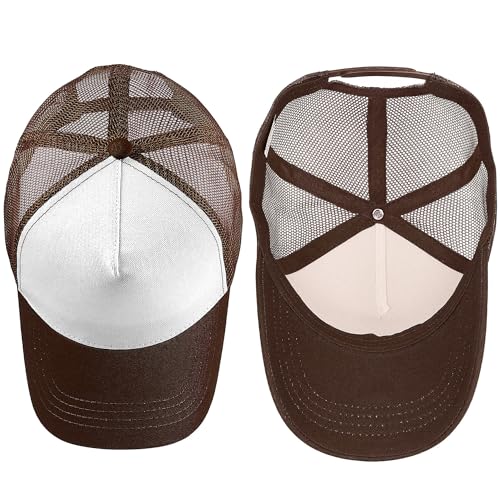 Falari 12 Pack Bulk Wholesale Mesh Trucker Hats 5 Panel and 6 Panel Baseball Caps for Men and Women - color: 5 Panel - Brown