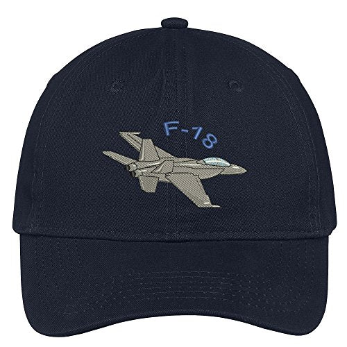 Trendy Apparel Shop F-18 Hornet Embroidered Cap Premium Cotton Dad Hat - color: Navy