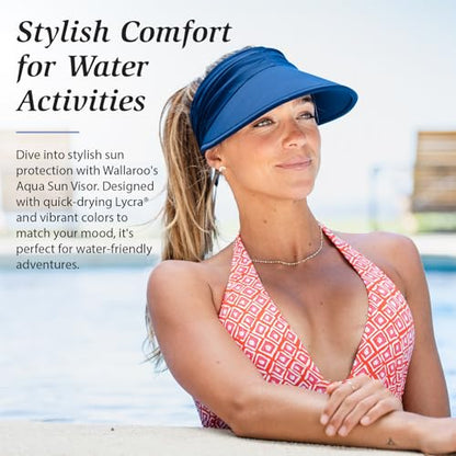 Wallaroo Hat Company Women's Aqua Sun Visor – UV Sun Protection, Water Friendly, Packable Design, Adjustable - color: Black