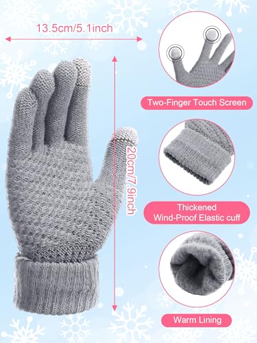 JaGely 8 Pieces Women Winter Hats and Gloves Set Women Warm Touchscreen Knitted Lined Gloves Winter Beanies - color: Grey, Soft White, Skin Pink, Dark Blue