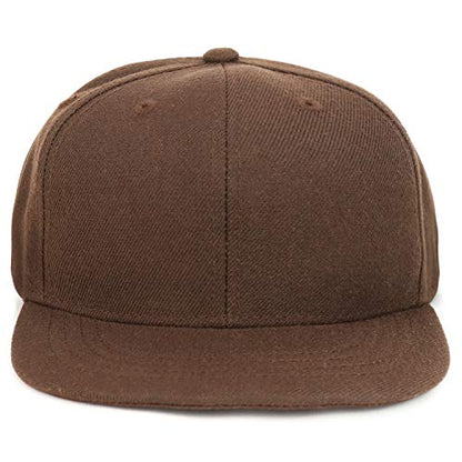 Armycrew Youth Kid's Solid Color Flat Bill Snapback Baseball Cap - color: Brown