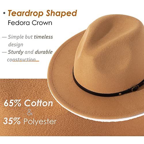 Lisianthus Women Belt Buckle Fedora Hat - color: Camel