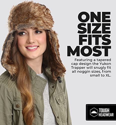 Tough Headwear Russian Trapper Hat – Water-Resistant Ushanka for Men & Women with Chin Strap & Ear Flaps - color: Herringbone