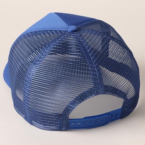 MIRMARU 5 Panels Blank Foam Front Two Tone Solid Trucker Mesh Back Baseball Cap with Adjustable Snapback Strap - color: Solid-royal Blue