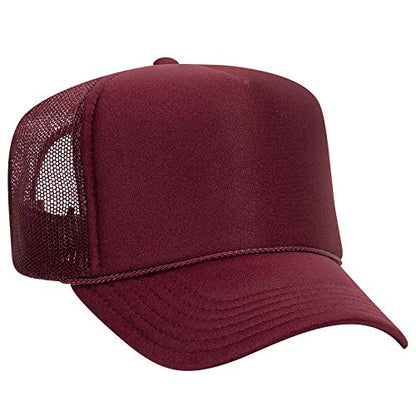 OTTO Wholesale 12 x Polyester Foam Front 5 Panel High Crown Mesh Back Trucker Hat - (12 Pcs) - color: Burg. Marn