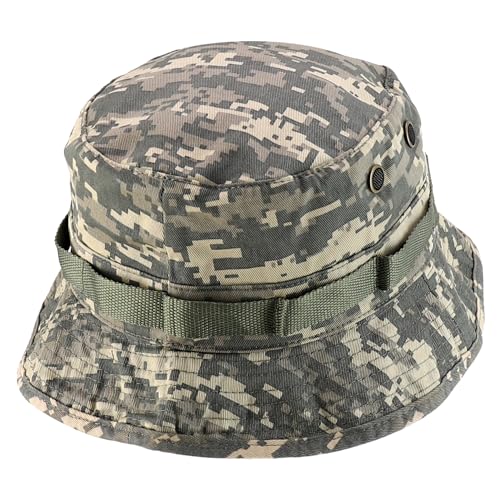 Armycrew 100% Washed Cotton Boonie Hat with Chin Strap - color: Univeral Digital, size: Medium