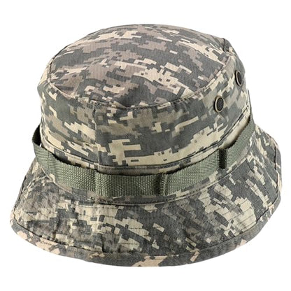 Armycrew 100% Washed Cotton Boonie Hat with Chin Strap - color: Univeral Digital, size: Medium