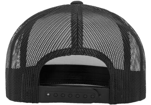 Yupoong 5-Panel YP Classic Trucker Cap | High Profile Flat Visor Snapback - color: Black/White/Black