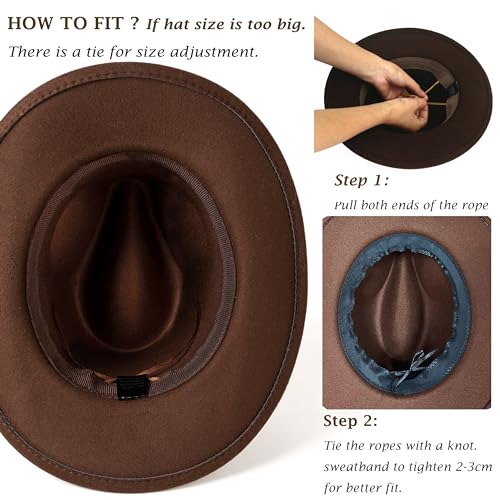 Western Cowboy Hat Wide Brim Outdoor Fedora Hat - color: Z-coffee