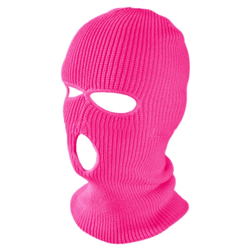 TOPTIE 3 Hole Full Face Balaclava, Double Knit Acrylic Winter Mask - color: Hot Pink