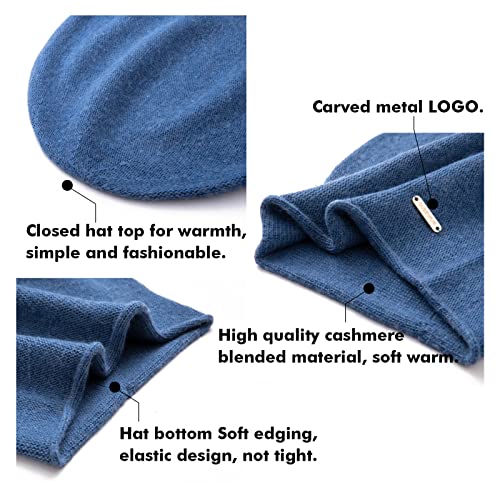 Knit Slouchy Beanie Hats for Women Cashmere Ski Cap Knitted Wool Soft Warm Winter Hat - color: A12-dark Blue