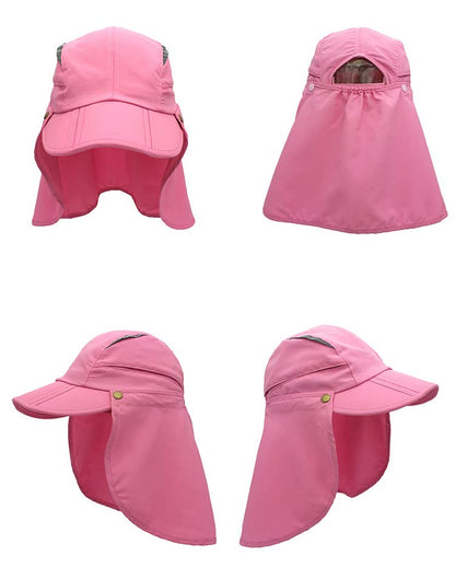 Hat with Neck Protection Detachable Multi-Purpose Summer Sun Hat Sun Protection Breathable Quick Dry UV Protection - color: Pink, size: Large