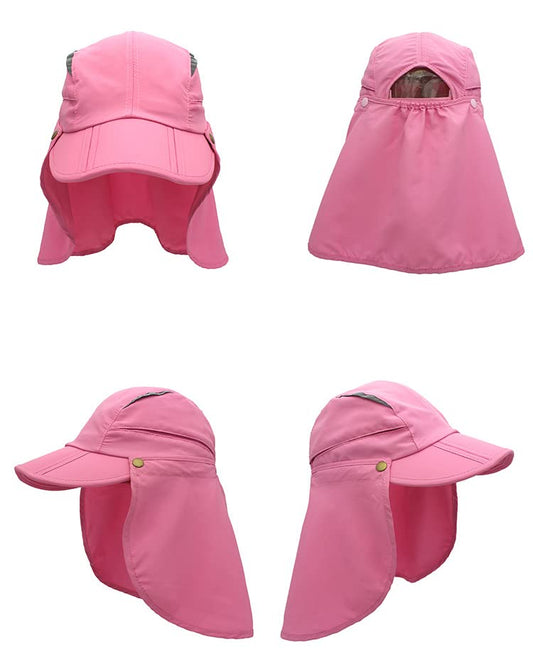 Hat with Neck Protection Detachable Multi-Purpose Summer Sun Hat Sun Protection Breathable Quick Dry UV Protection - color: Pink, size: Large