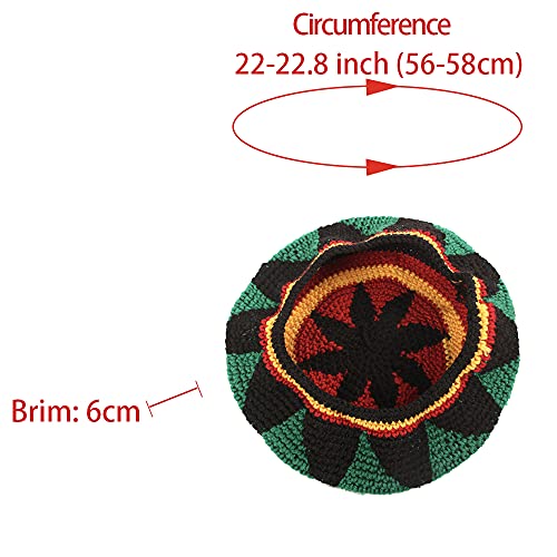 Rasta Wool Knit Hat,Reggae Jamaican Beanie,Crochet Colorful Skull Cap - color: Colorful