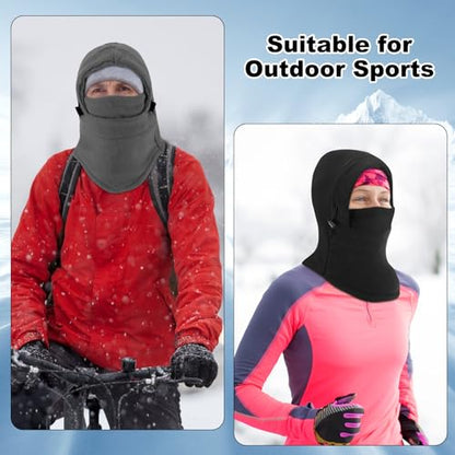 Frienda 2 Pcs Balaclava Ski Mask Windproof Warmer Fleece Adjustable Winter Mask Face Cover for Men Women - color: Black,dark Grey