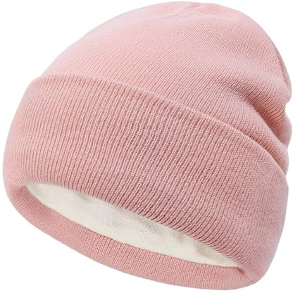 DRESHOW Winter Beanie for Women Men Fleece Lined Slouchy Knit Thick Beanies - color: 1 Pack Knit Beanie Hat: Pink
