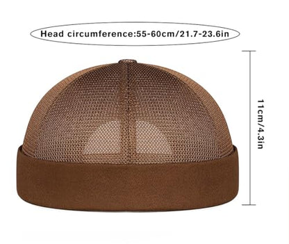 Mens Breathable Mesh Skull Cap Docker Beanie Hat Sailor Hat - color: Coffee