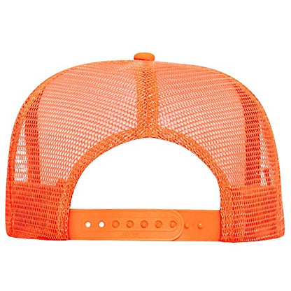 OTTO Wholesale 12 x Polyester Foam Front 5 Panel High Crown Mesh Back Trucker Hat - (12 Pcs) - color: N. Orange