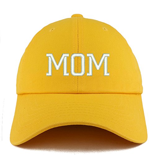 Trendy Apparel Shop Mom Embroidered Low Profile Soft Cotton Dad Hat Cap - color: Gold