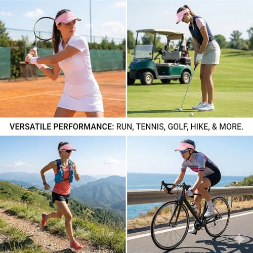 Reflective Brim Quick Dry Lightweight Visor Hat - color: Pink & Light Gray