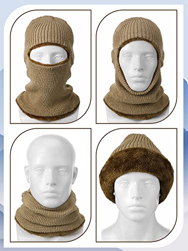 Blulu Ski Knitted Mask for Men,1 Hole - color: Khaki, size: Medium