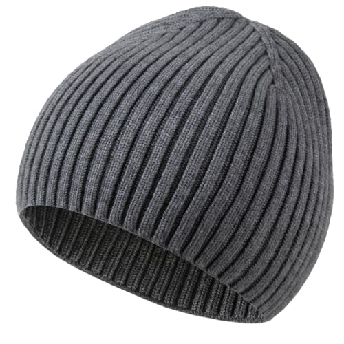ROYBENS Wool Beanie for Men Women, Seamless Knit Warm Winter Hat Skull Caps - color: 1pcs-gray