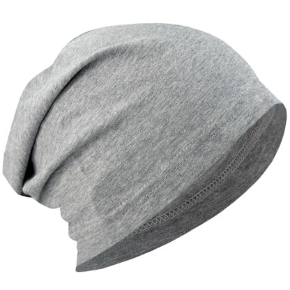 ROYBENS 100% Cotton Thin Slouchy Beanie Hat Women Men Lightweight Chemo Cap - color: 1pcs-light Grey