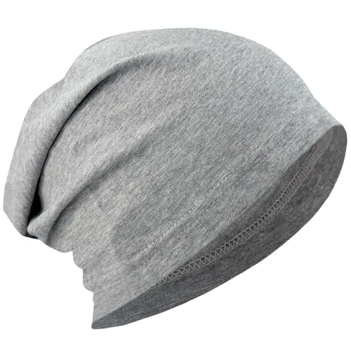 ROYBENS 100% Cotton Thin Slouchy Beanie Hat Women Men Lightweight Chemo Cap - color: 1pcs-light Grey