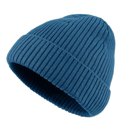 Clakllie Swag Beanie for Men Cuffed Thick Knitted Hat Warm Winter Hats Plain Stocking Skullcap Stretchy Fisherman Beanies Hat - color: Cdus-kh43-blue