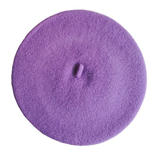 Kids Girls Boys Solid Color Classic French Style Beret Beanie Hat - color: Light Purple