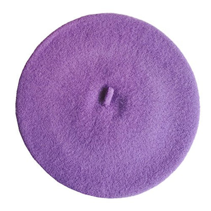 Kids Girls Boys Solid Color Classic French Style Beret Beanie Hat - color: Light Purple
