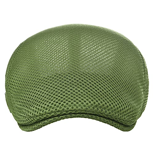 VOBOOM Men Mesh Newsboy Flat Cap Ivy Cabbie Newsboy Cap - color: Green